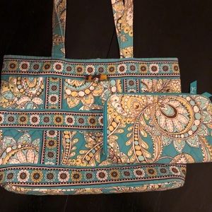 Vera Bradley tote and wallet set in teal paisley
